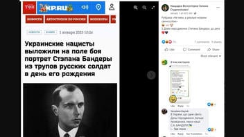 Перевірка факту: Російські ЗМІ НЕ повідомляли, що українці виклали портрет Степана Бандери з трупів російських солдатів
